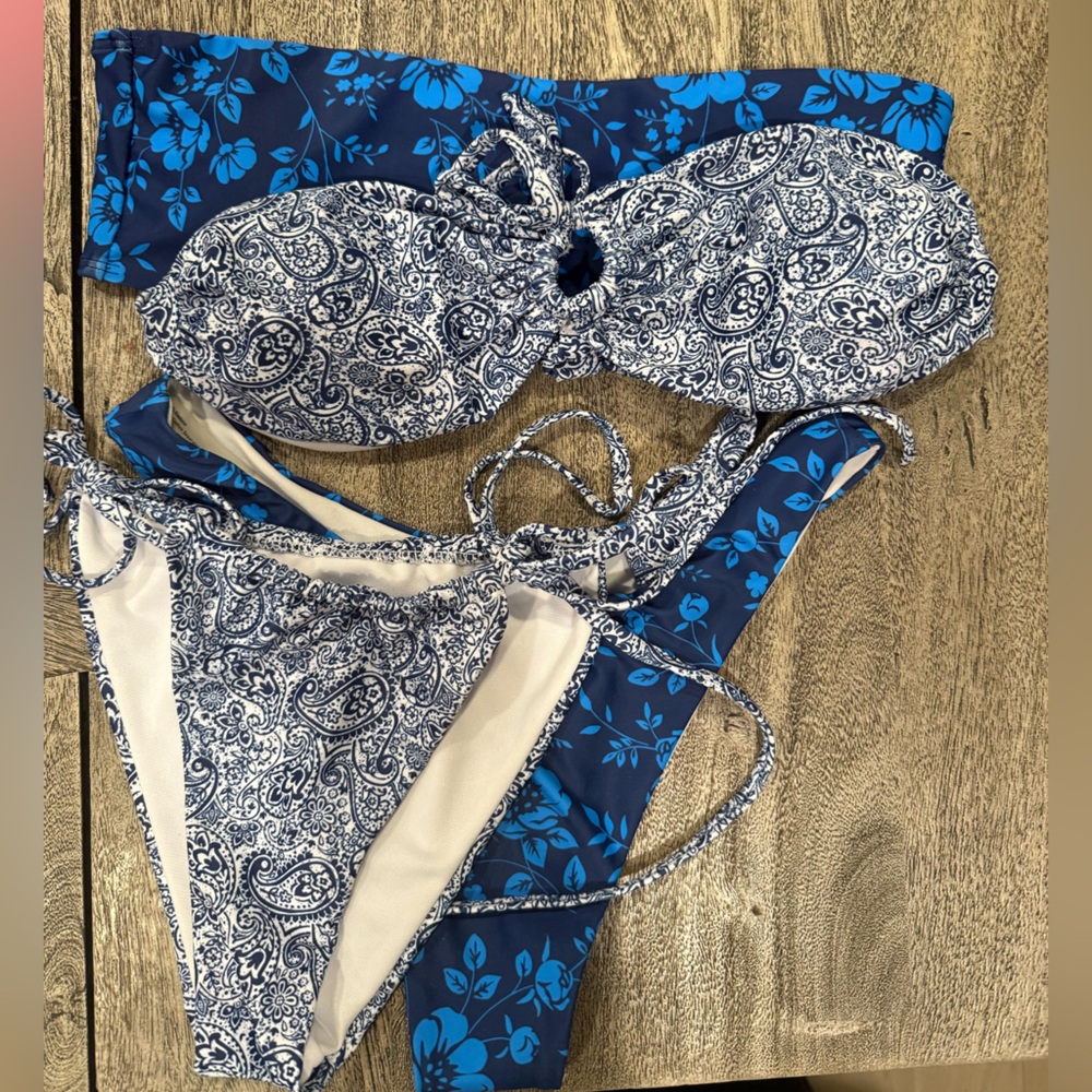 Set of SHEIN Blue Paisley and Floral Bikini Size Medium